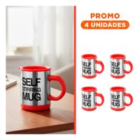 Pack4 Vaso Batidor Electrico 400 ml con 2 Pilas AAA para Batidos Rojo