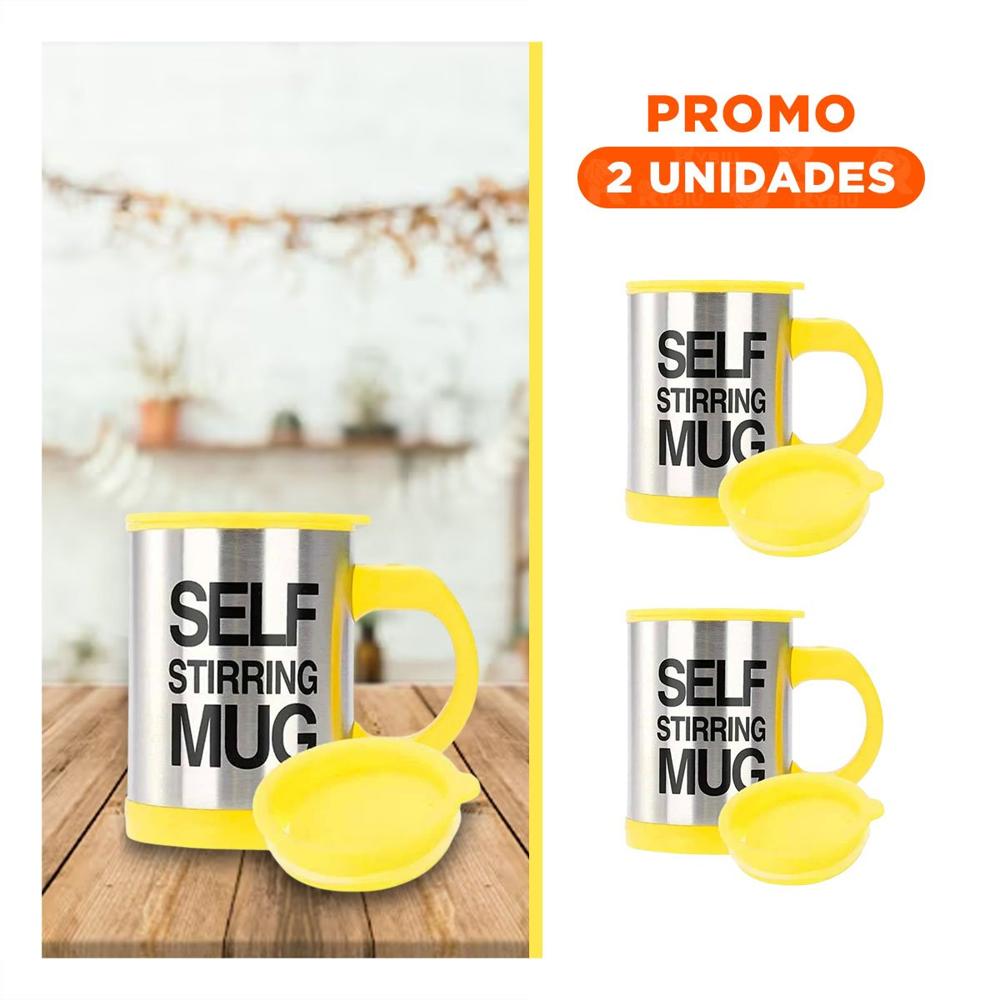Pack2 Taza Batidora Portatil 400 ml con 2 Pilas AAA Amarillo YRegalo Sticker