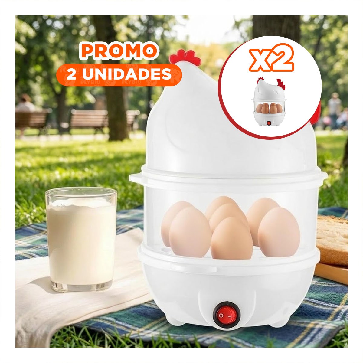 Pack2 Equipo de Huevos Electrico 2 Niveles Blanco para Cocina Funcional en Hogar