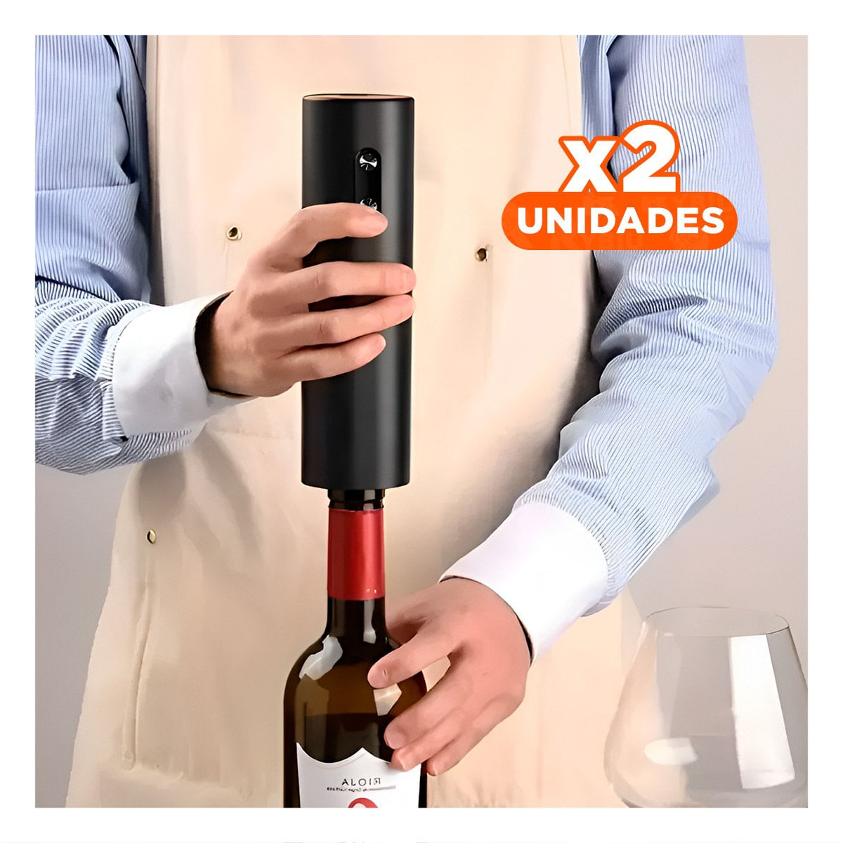 Pack2 Abridor Electrico Negro con Caja Guinda Compacta para Almacenamiento YPapel Regalo