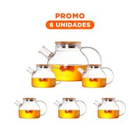 Pack6 Jarro de Vidrio 1L con Tapa de Madera y Filtro en Pico Practico y Seguro YRegalo Sticker