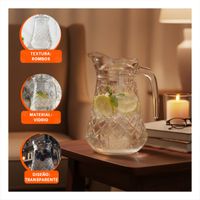 Pack2 Recipiente de Vidrio con Tapa Diseno Rombos 1400 ml Transparente