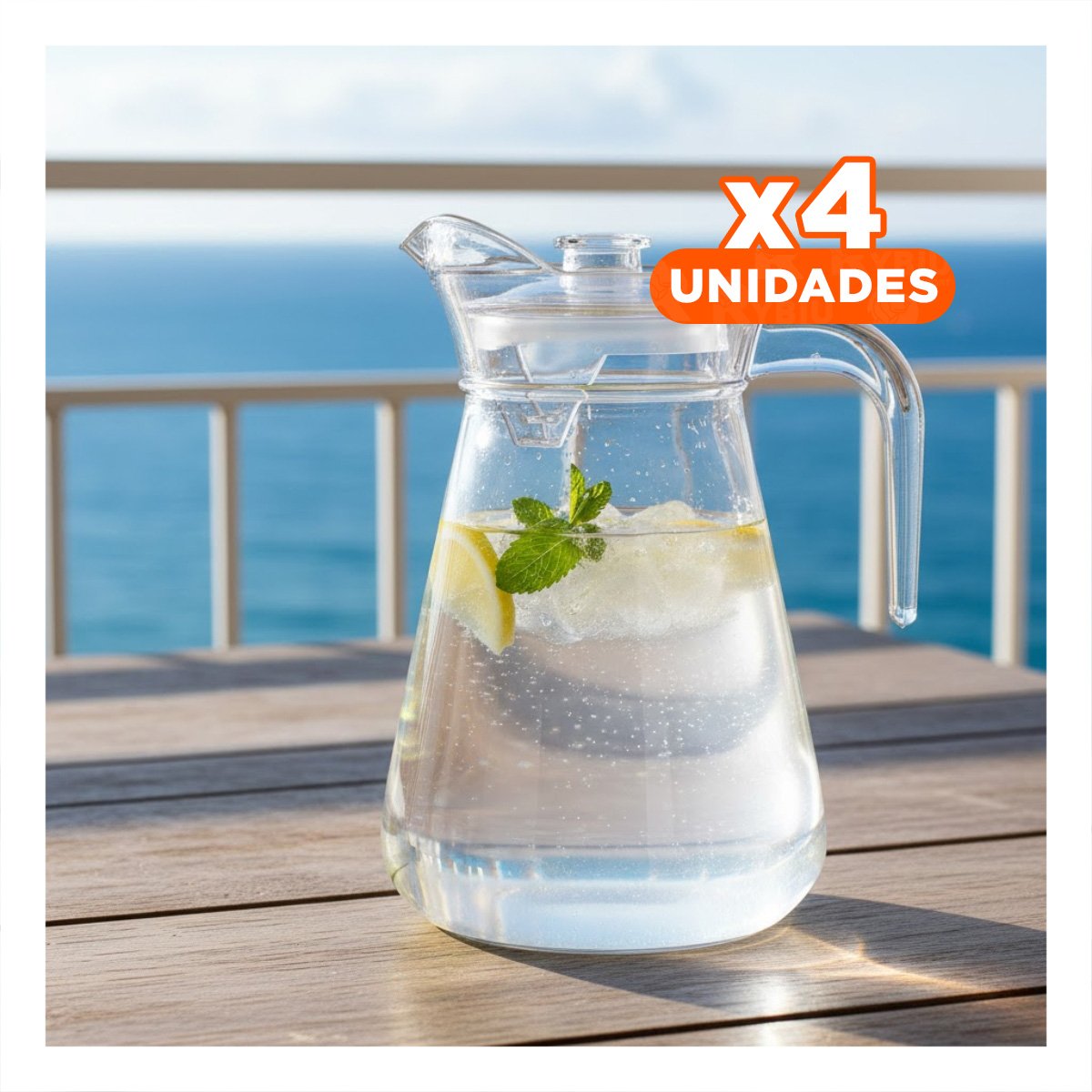 Pack4 Vaso Jarra de Vidrio con Tapa Diseno Liso 1300 ml Y Regalo Sticker