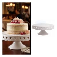 Exhibidor Porta Postres Corazones Color Blanco Ceramica 25 cm Decorativo YLigas Regalo