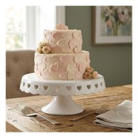 Pedestal Ceramica Blanco con Corazones 25 cm para Presentacion de Postres YRegalo Sticker