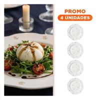 Pack4 Plato Plano Circular Tulipanes Blanco 20x1.5cm para Cocina Diaria YRegalo Sticker