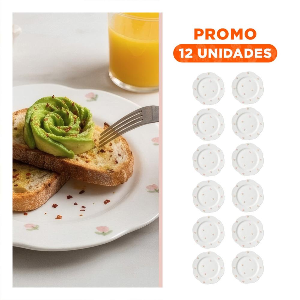 Pack12 Recipiente Circular Tulipanes Blanco 20x1.5cm para Uso Diario YRegalo Sticker