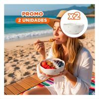 Pack2 Recipiente de Ceramica Circular Tulipanes Blanco 14.7x7cm para Sopas YPapel Regalo