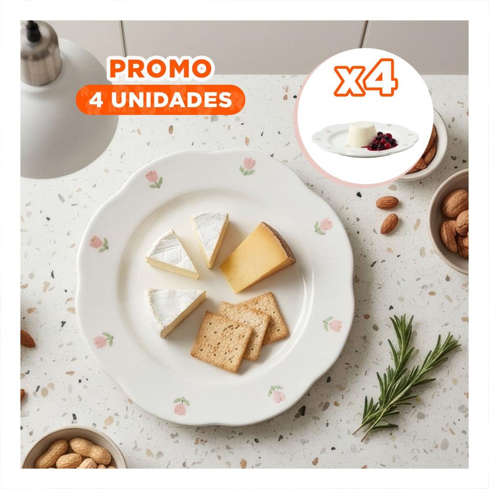 Pack4 Recipiente Hondo Circular Tulipanes Blanco 20x1.5cm para Preparaciones YPapel Regalo