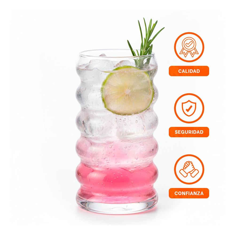 Recipiente de Vidrio Transparente Estilo 6 Curvas para Agua Jugos y Cocina YLigas Regalo