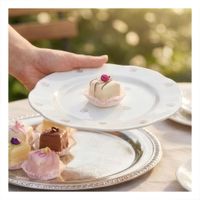 Plato de Ceramica Circular Tulipanes Blanco 20x1.5cm para Desayunos y Cenas Y notas