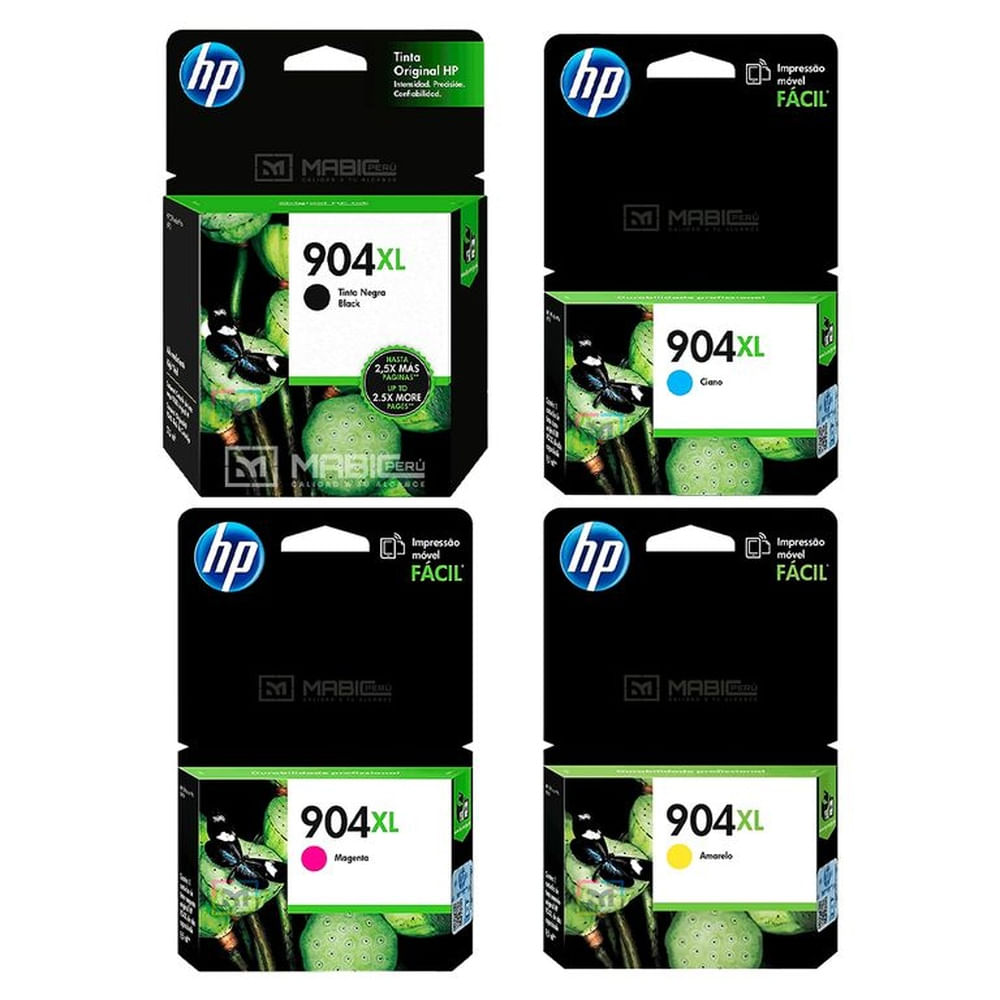 Pack Tinta HP 904XL Negro Cian Magenta Amarillo OfficeJet 6950,  6970 Original
