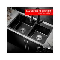 LAVADERO DE COCINA 2 POZAS NEGRO UD01-8245