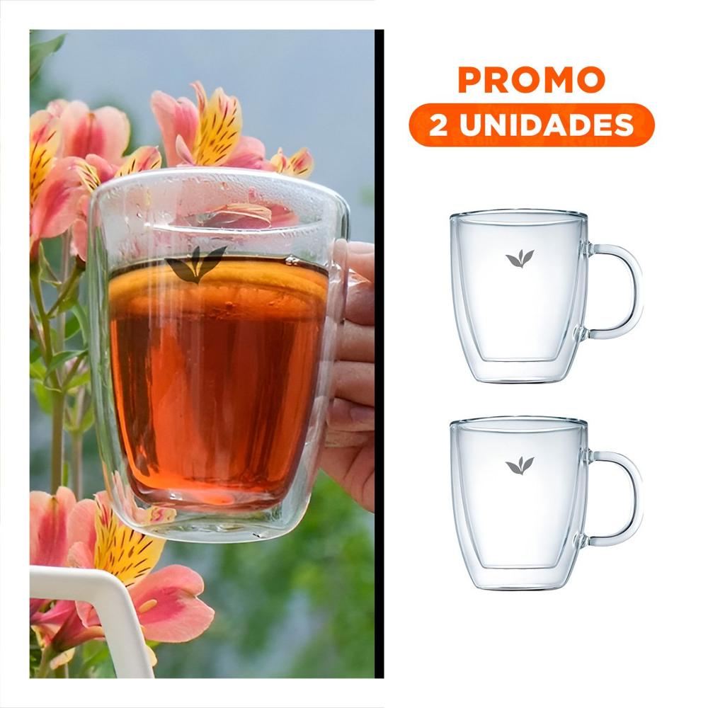 Pack2 Copa de 250ml Vidrio de 8x5.6x11cm Transparente con Hojitas Y Regalo Sticker