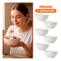 Pack6 Platillo de Ceramica Circular Tulipanes Color Blanco 14.7x7cm para Cenas YRegalo Sticker