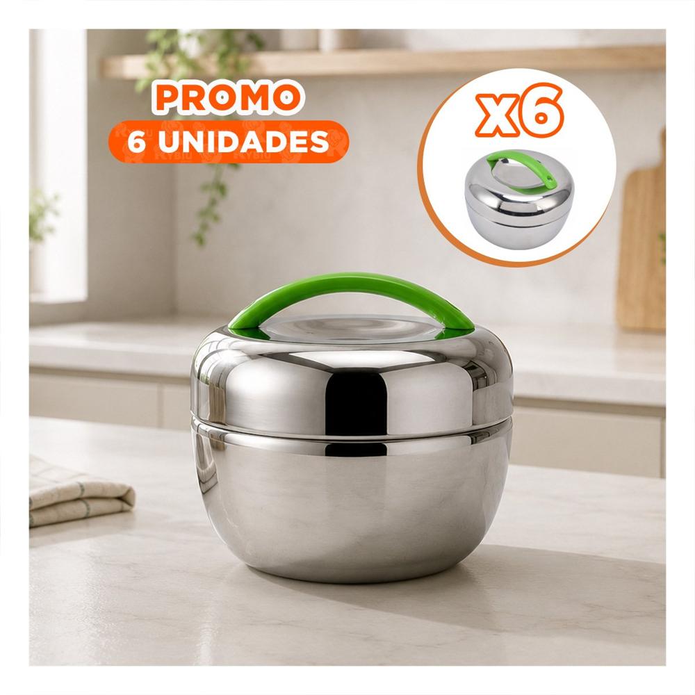 Pack6 Recipiente Reutilizable 1300 ml Acero para Cocina YPapel Regalo