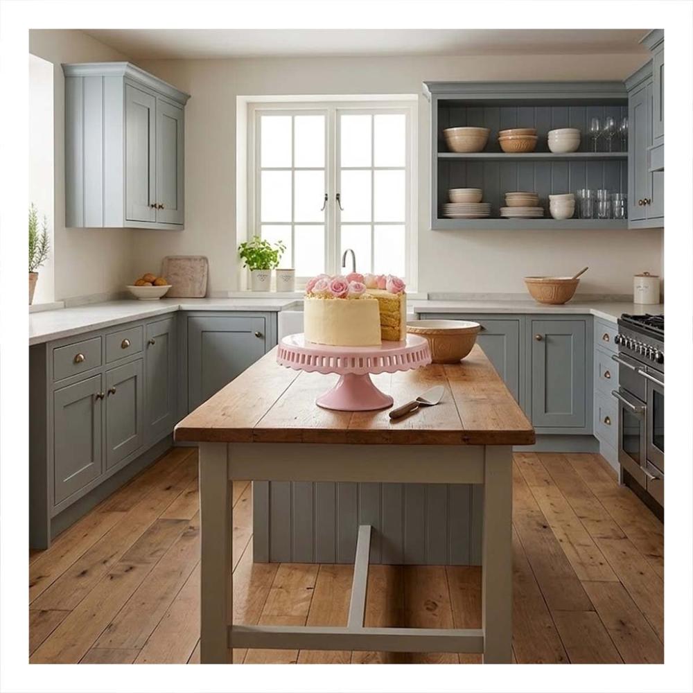 Pedestal Porta Torta Ceramica Rayitas Color Rosado 25 cm para Hogar