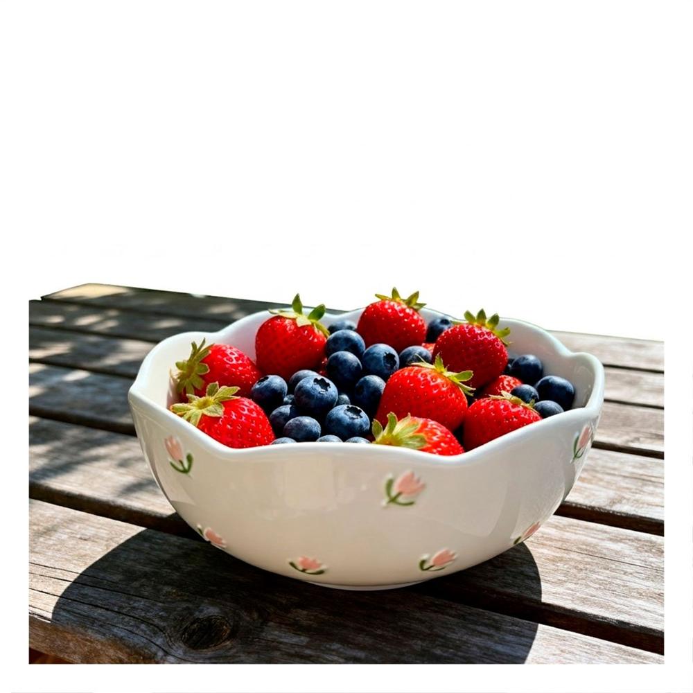 Cuenco Bowl Circular Tulipanes Blanco 14.7x7cm para Sopas y Ensaladas YPapel Regalo