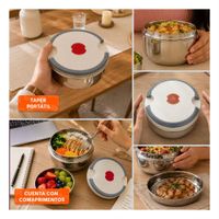 Portacomidas 1200ml Color Blanco con Tecnologia Isotermica y Diseno Circular YLigas Regalo