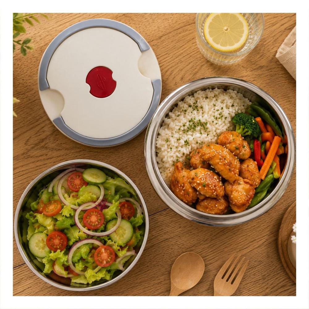 Taper Termico 1200ml Color Blanco para Conservacion de Comidas con Diseno Circular