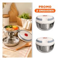Pack2 Portacomidas con Aislamiento Termico 1200ml Circular Color Blanco YRegalo Sticker