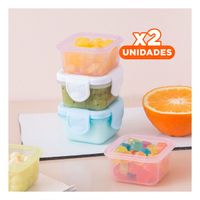 Pack2 Contenedores Mini con Seguro 4 Piezas Multicolor 6.2x4cm para Cocina y Transporte