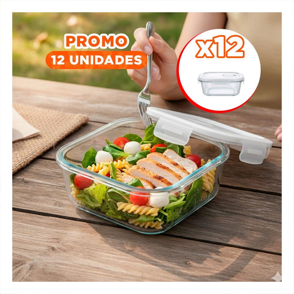 Pack12 Envase de Vidrio 800 ml Cuadrado Transparente Blanca para Organizar YRegalo Sticker