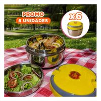 Pack6 Taper de Alimentos con Diseno Circular 1200ml Color Amarillo Portatil