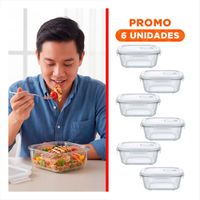 Pack6 Envase para Guardar Alimentos de Vidrio 800 ml Cuadrado Linea Blanca YRegalo Sticker
