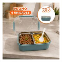 Pack6 Taper de 2 Niveles Rectangular con Cubierto Pez Cat Celeste para Comidas