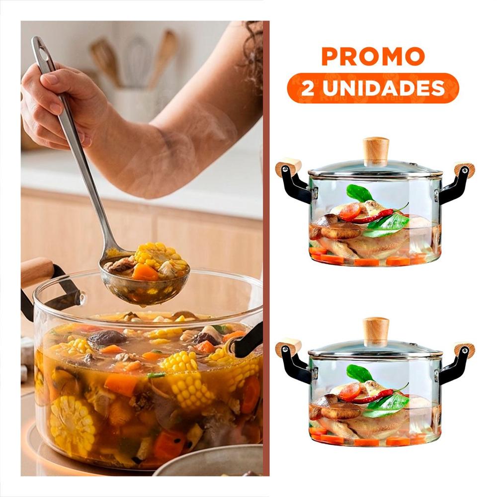 Pack2 Recipiente de Borosilicato Transparente con 4.5L Asa de Madera y Circular YRegalo Sticker