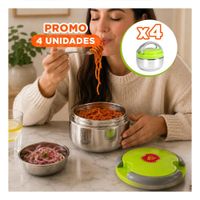 Pack4 Envase Alimentario Color Verde con Capacidad de 1200ml y Forma Circular YRegalo Sticker