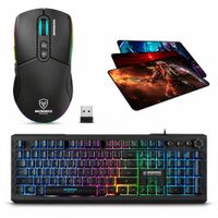 Kit Gamer Micronics 3 en 1: Teclado Avanty + Mouse Mirage Inalambrico + Pad Mouse