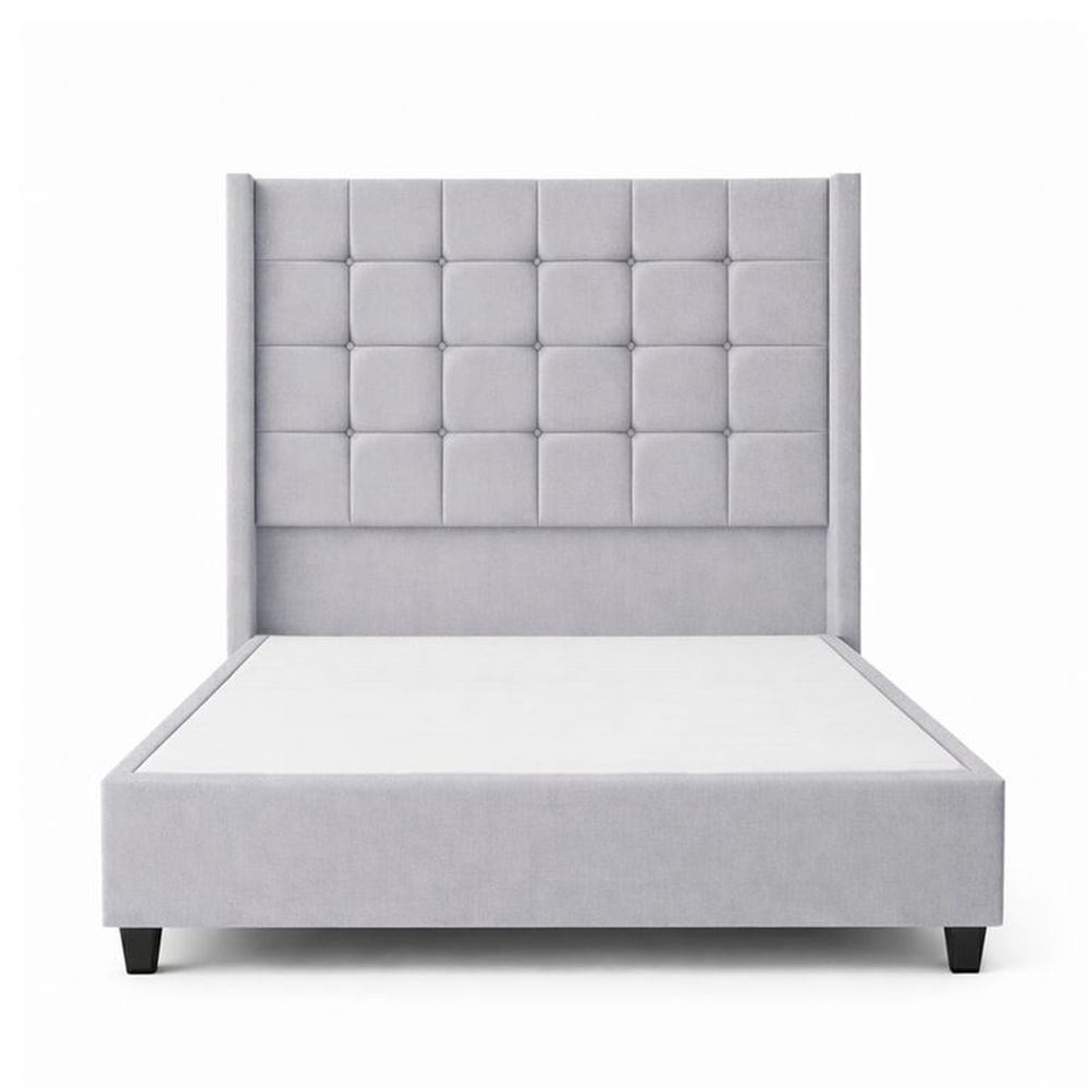 Cama Tapizada Confort Cubo Plomo Claro 2 Plazas