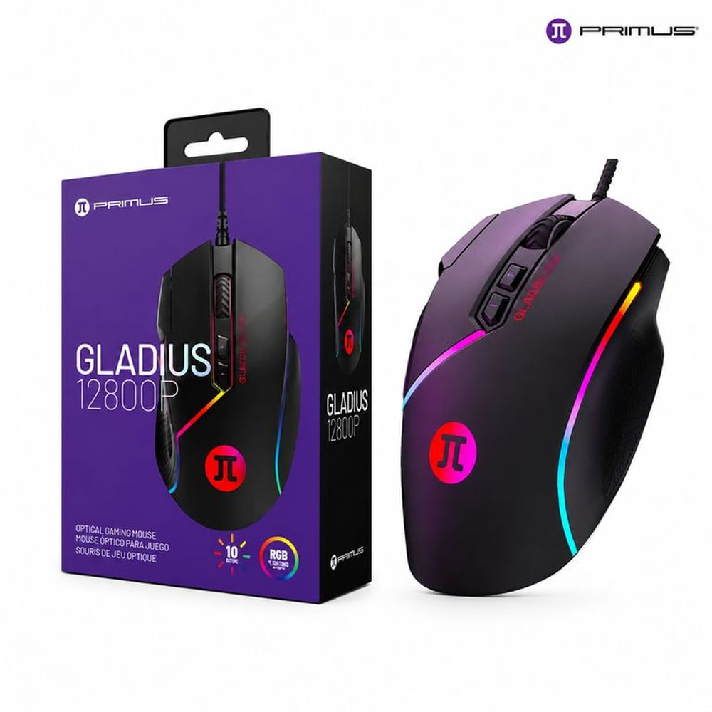 Mouse Gamer Primus Gaming Gladius Led 8b 12800dpi + Pad Mouse