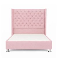 Cama Tapizada Confort Capitoné Cromo Rosa 1.5 Plz