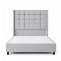 Cama Tapizada Confort Cubo Plomo Claro 1.5 Plz