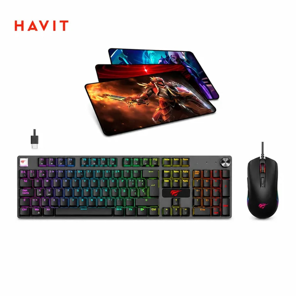 Kit Gamer HAVIT Gamenote KB12CM Teclado Mecánico Y Mouse Y Pad Mouse