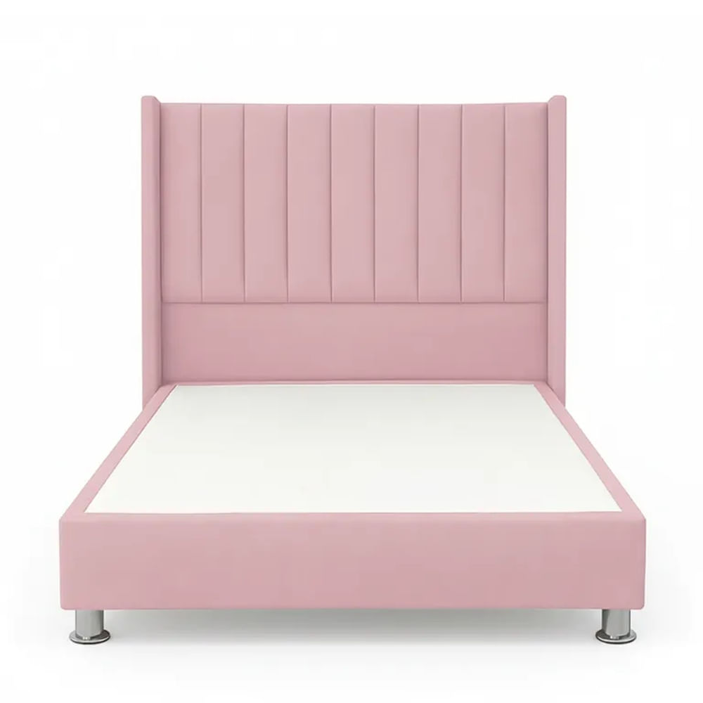 Cama Tapizada Confort Lineal Cromo Rosa 2 Plz