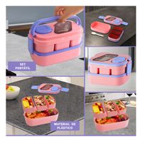 Taper Apilable 2 Pisos con Cubiertos Rosado y Lila para Comidas Familiares YLigas Regalo