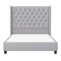 Cama Tapizada Confort Capitoné Gris 1.5 Plz