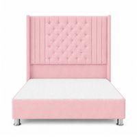 Cama Tapizada Confort Aurora Capitoné Cromo Rosa 2 Plz