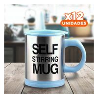 Pack12 Mezclador para Cafe 400 ml con 2 Pilas AAA Celeste YPapel Regalo