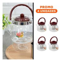 Pack4 Recipiente de Vidrio Transparente 850ml con Tapa Guinda para Oficina