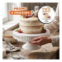 Pack6 Soporte Ceramica Rayitas Blanco 30 cm para Presentacion de Dulces YPapel Regalo