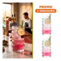 Pack2 Copa Moderna Transparente de Vidrio Estilo 6 Curvas para Cocteles en Casa