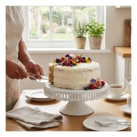 Soporte para Mesa Dulce Rayitas Ceramica Blanco 30 cm para Hogar Y notas