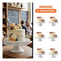 Pack6 Exhibidor para Mesa Dulce Blanco Ceramica Rayitas 30 cm Decorativo