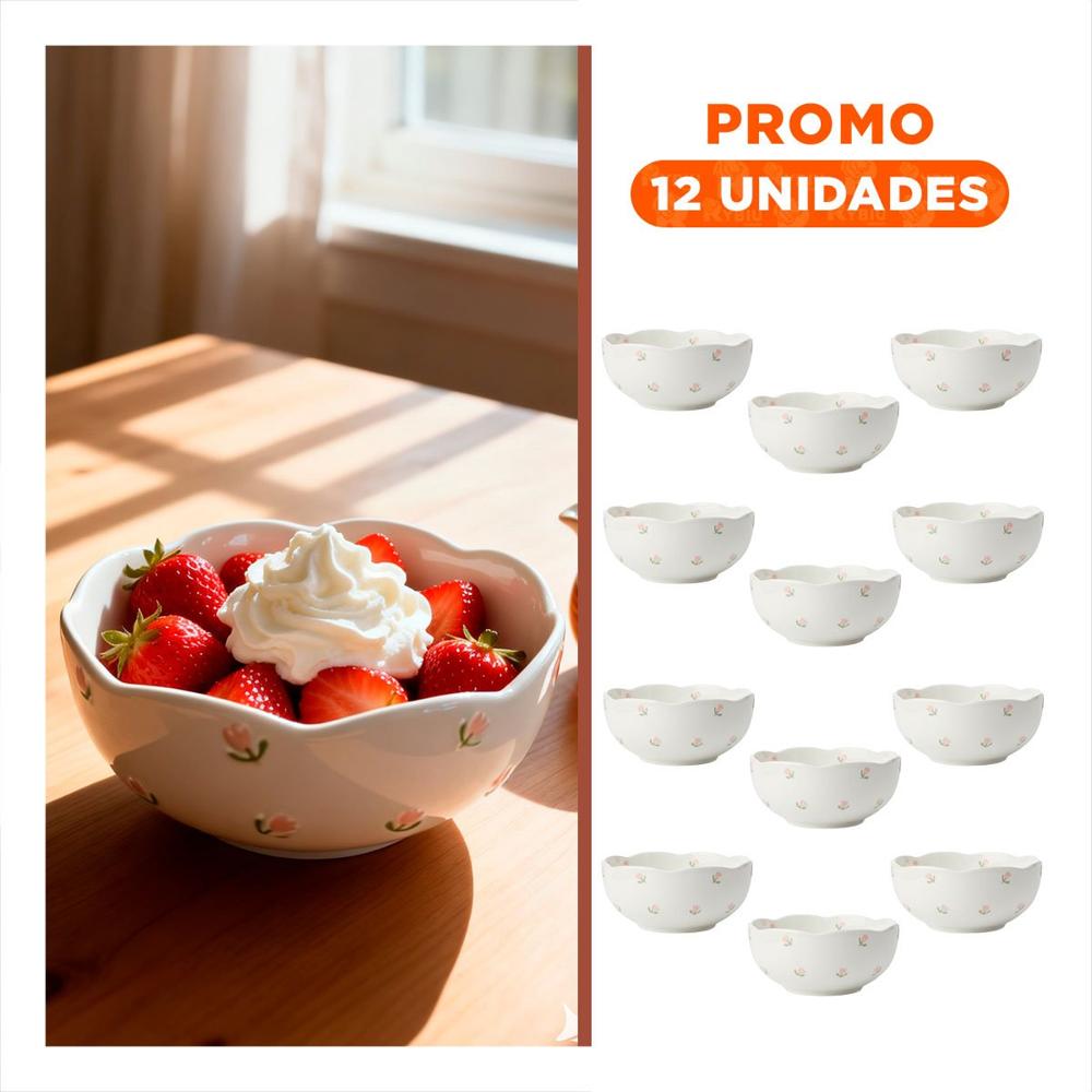 Pack12 Recipiente Circular Tulipanes Blanco 14.7x7cm para Uso Diario YRegalo Sticker