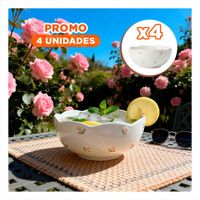 Pack4 Recipiente Hondo Circular Tulipanes Blanco 14.7x7cm para Preparaciones YPapel Regalo